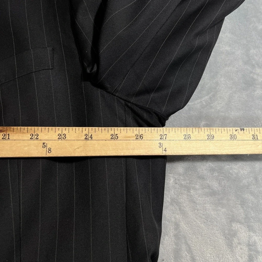 Armani Collezioni Suit Jacket Mens 56L Black Striped 3 Button Wool Blazer